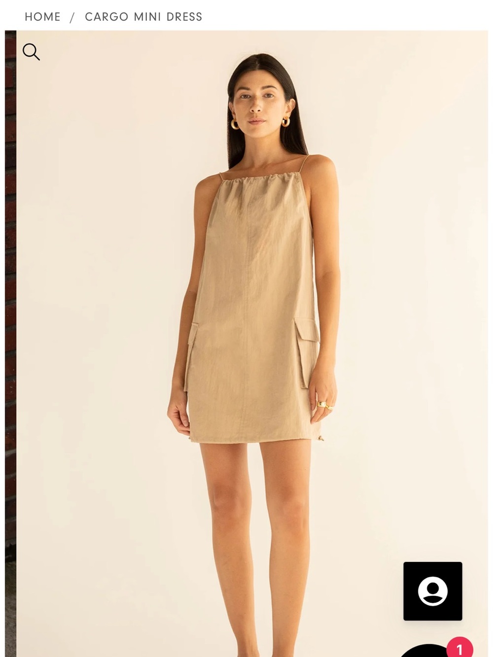 Oak + Fort Cargo Mini Dress in Tan